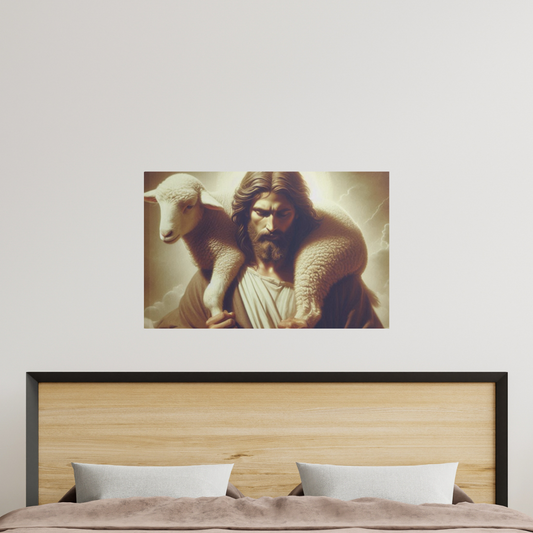 Carrying a lost lamb - Wall Art Canvas