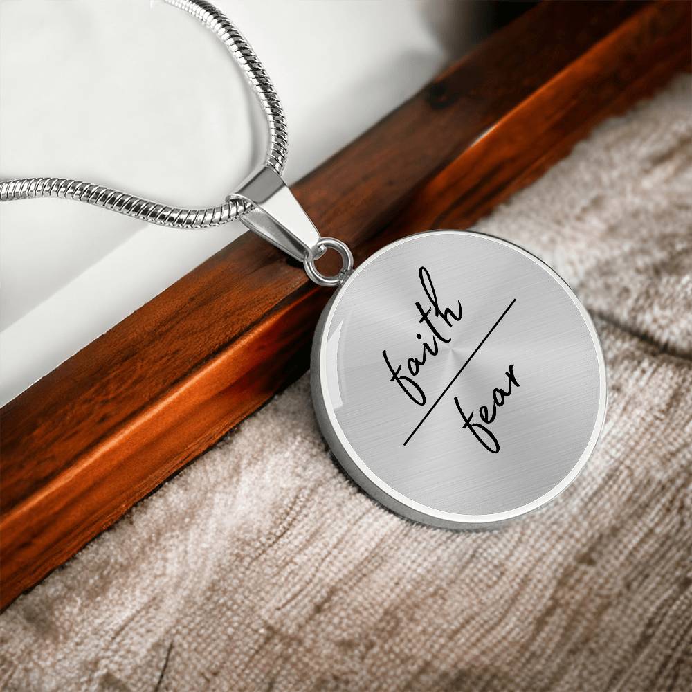 Faith Over Fear Circle Necklace