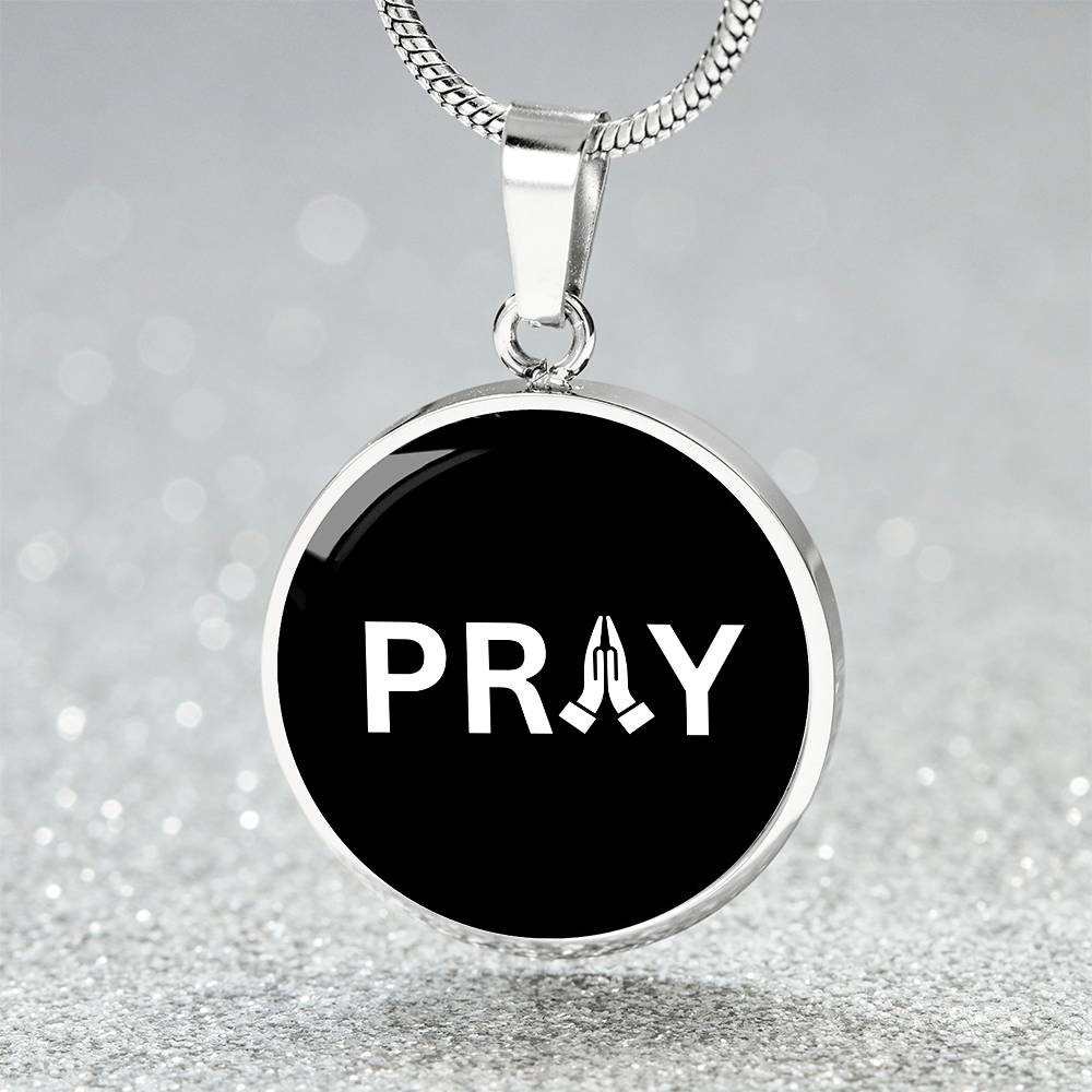 Praying Hands Circle Necklace